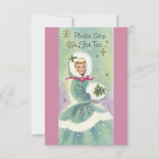 ホリデーティーパーティの招待状ヴィンテージインスパイア 招待状 (正面)