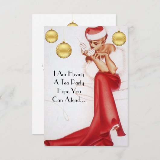 ホリデーティーパーティの招待状 招待状 (正面/裏面)