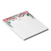 ホリデーテーマのグリーンレッドフローラパーソナライズされたライン ノートパッド (アングル)