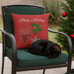 ホリデーディアヘッド、スノーフレークとホリー葉ズ アウトドアクッション