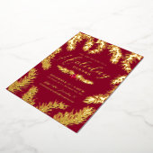 ホリデーディナーの赤い実のクリスマスゴールド 箔シーズンカード (回転した状態)