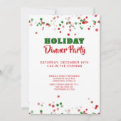 ホリデーディナーパーティの招待状レッドグリーンホワイト 招待状 (正面)