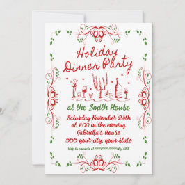 ホリデーディナーパーティの招待状 招待状