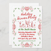 ホリデーディナーパーティの招待状 招待状 (正面/裏面)
