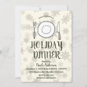 ホリデーディナーパーティークリームアイボリークリスマスストライプズ 招待状 (正面)