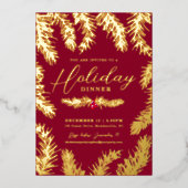 ホリデーディナーレッドベリークリスマスゴールド 箔シーズンカード (正面)