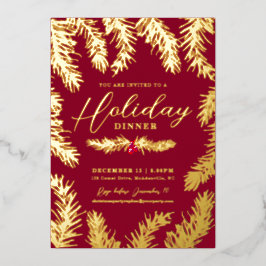 ホリデーディナーレッドベリークリスマスゴールド 箔シーズンカード