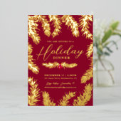ホリデーディナーレッドベリークリスマスゴールド 箔シーズンカード (立ち正面)