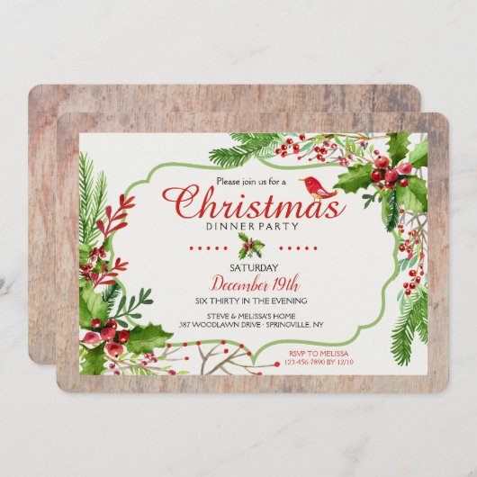 ホリデーデエレガントィナーパーティの招待状 招待状 (正面/裏面)