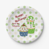 ホリデーデコパーソナライズされたカップケーキ ペーパープレート (正面)