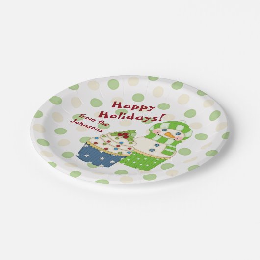 ホリデーデコパーソナライズされたカップケーキ ペーパープレート (アングル)