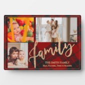 ホリデーデコル素朴レッドプレイドファミリーフォト フォトプラーク (正面)