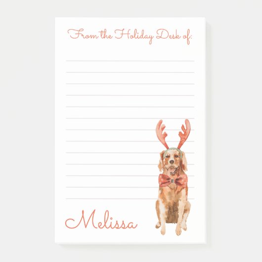 ホリデーデスクから可愛いゴールデンレトリバー ポストイット (正面)