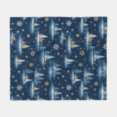 ホリデートイレツリーズディアー&スノーフレーク フリースブランケット (正面(横))