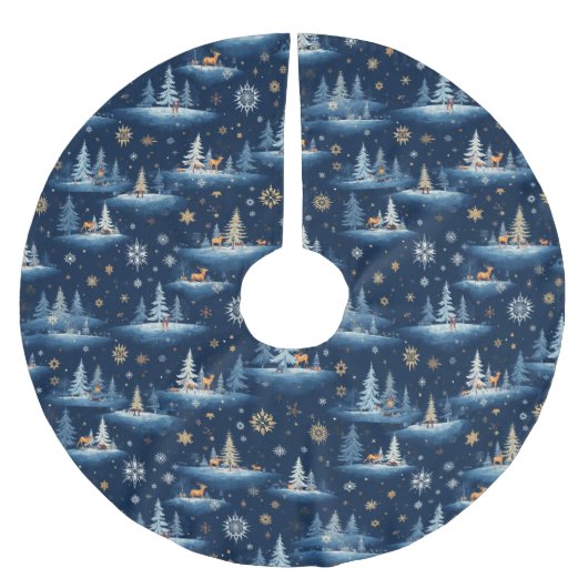 ホリデートイレツリーズディアー&スノーフレーク ブラッシュドポリエステルツリースカート (正面)