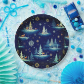 ホリデートイレツリーズディアー&スノーフレーク ペーパープレート (パーティー)