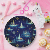 ホリデートイレツリーズディアー&スノーフレーク ペーパープレート (パーティー)