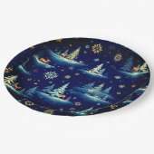 ホリデートイレツリーズディアー&スノーフレーク ペーパープレート (アングル)