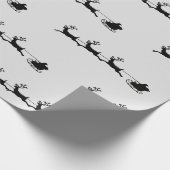 ホリデートナカイのサンタのクリスマスヴィンテージシルバー ラッピングペーパー (角)