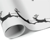 ホリデートナカイのサンタのクリスマスヴィンテージシルバー ラッピングペーパー (ロールコーナー)