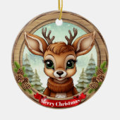 ホリデートナカイのフェスティブナル・ラスティック・クリスマス 🦌🎄 セラミックオーナメント (正面)