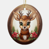 ホリデートナカイの華やかなポインセチアの花🦌🎄 セラミックオーナメント (左)