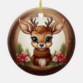 ホリデートナカイの華やかなポインセチアの花🦌🎄 セラミックオーナメント (裏面)
