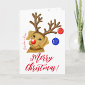 ホリデートナカイキツネレッドラボ折り畳みグリーティングカード カード (正面)