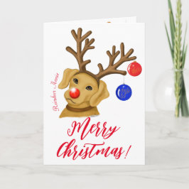 ホリデートナカイキツネレッドラボ折り畳みグリーティングカード カード