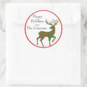 ホリデートナカイパーソナライズされたア ラウンドシール (バッグ)