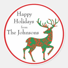 ホリデートナカイパーソナライズされたア ラウンドシール