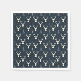 ホリデートナカイ、クリスマスツリー、スノーフレーク スタンダードカクテルナプキン