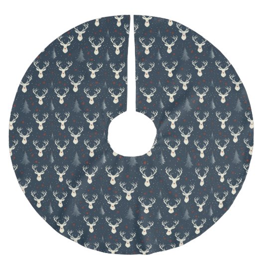 ホリデートナカイ、クリスマスツリー、スノーフレーク ブラッシュドポリエステルツリースカート (正面)