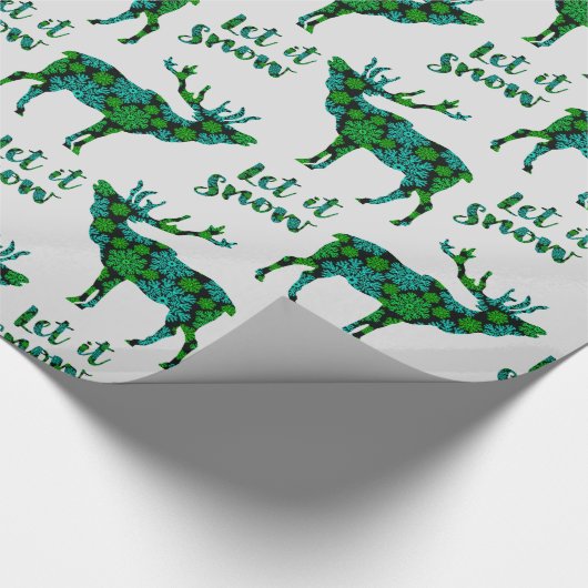 ホリデートナカイLet It雪のパターン ラッピングペーパー (角)