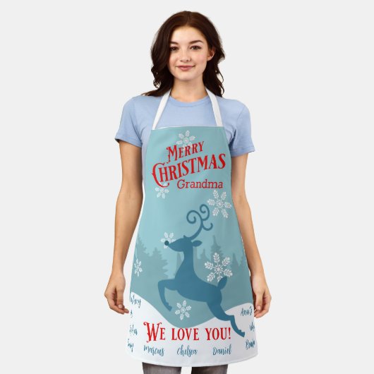 ホリデートナディアエプパーソナライズされたロン エプロン (着用した状態)