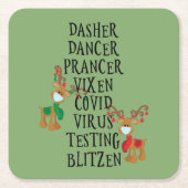 ホリデートナディアコビデ2020おもしろいクリスマス スクエアペーパーコースター (正面)