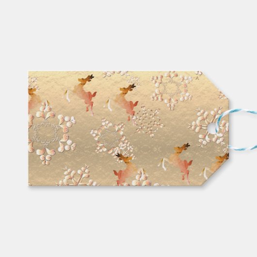 ホリデートナディアスノーフレークオンバラ金ゴールド ギフトタグ (正面(横))