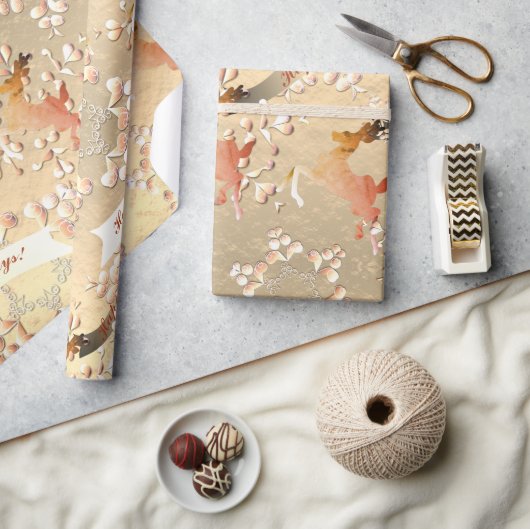 ホリデートナディアスノーフレークスオンバラ金ゴールドラッピング ラッピングペーパー (クラフト)