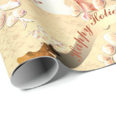 ホリデートナディアスノーフレークスオンバラ金ゴールドラッピング ラッピングペーパー (ロールコーナー)