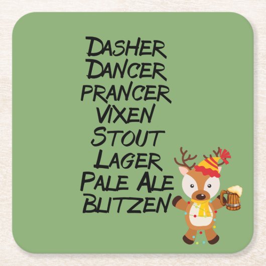 ホリデートナディビアドリンクおもしろいクリスマス スクエアペーパーコースター (正面)