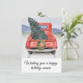 ホリデートラックのクリスマスカード、水色 (スタンド正面)