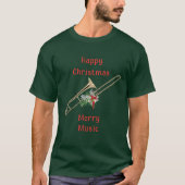 ホリデートロンボンハッピークリスマスミュージッメリーク Tシャツ (正面)