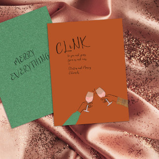 ホリデートーストカード – ワイングラスの乾杯 "Clink"