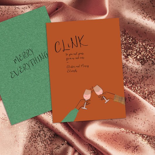 ホリデートーストカード – ワイングラスの乾杯 "Clink"