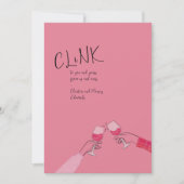 ホリデートーストカード – "Clink" ワイングラスの乾杯 (正面)