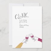 ホリデートーストカード – "Clink" ワイングラスの乾杯 (正面)