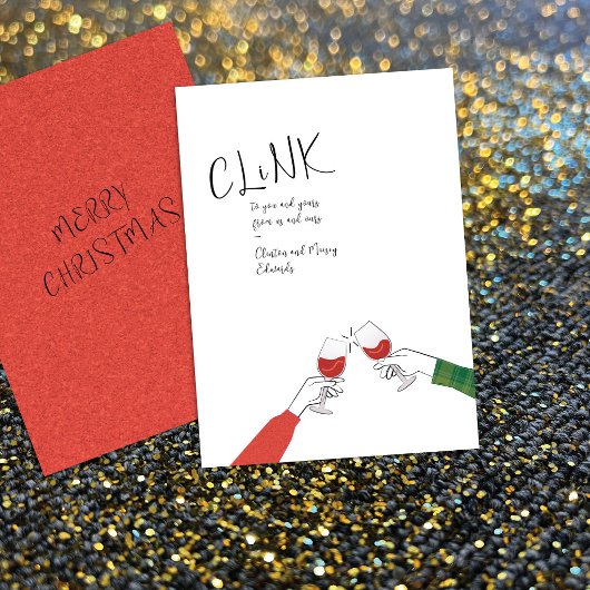 ホリデートーストカード – "Clink" ワイングラスの乾杯