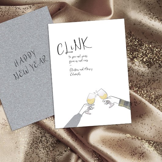 ホリデートーストカード – "Clink" ワイングラスの乾杯