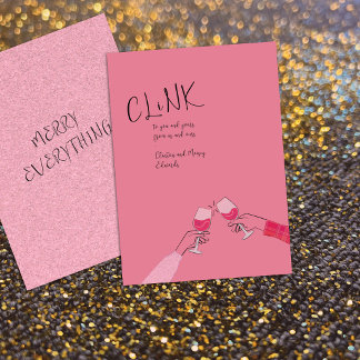 ホリデートーストカード – "Clink" ワイングラスの乾杯