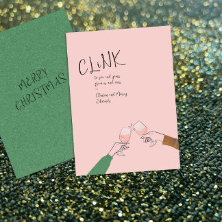 ホリデートーストカード – "Clink" ワイングラスの乾杯